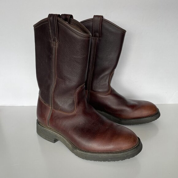 Brown Leather Combat Boots with Slip-On Design - Picture 5 of 11